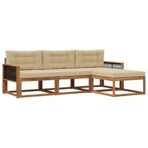 vidaXL Ensemble de canapés d'extérieur 4 pc Naturel et Beige