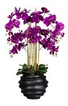 Orchidée factice 7 hampes vase résine noir h105cm d75cm mauve violet - couleur: mauve violet