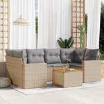vidaXL Salon de jardin avec coussins 7 Pièces beige résine tressée