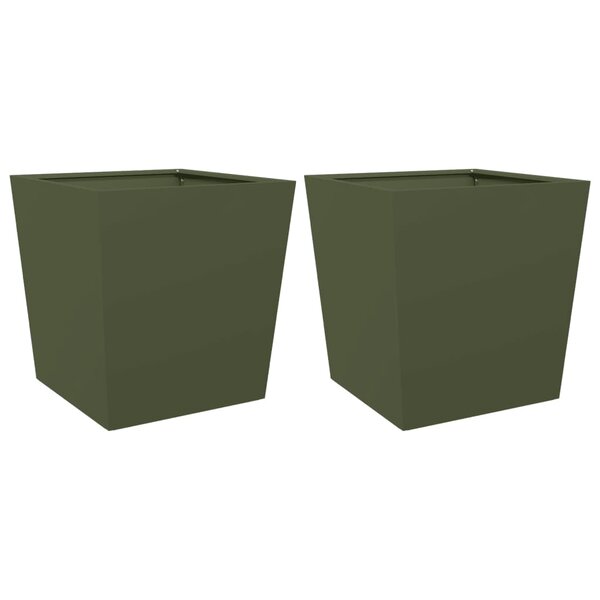 vidaXL Jardinières 2 Pièces vert olive 50x50x50 cm acier