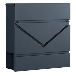 Boîte à lettres fenêtre mural avec serrure et couvercle porte-journaux facile à installer gris anthracite 12_0004365
