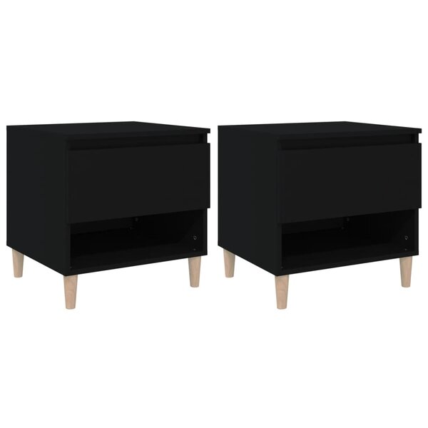 vidaXL Tables de chevet 2 Pièces Noir 50x46x50 cm Bois d’ingénierie