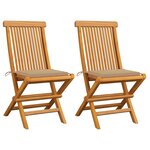 vidaXL Chaises de jardin et coussins beige lot de 2 Bois teck massif