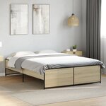 vidaXL Cadre de lit chêne sonoma 120x200 cm bois d'ingénierie et métal
