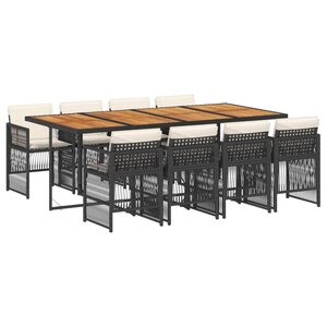 vidaXL Ensemble à manger de jardin 9Pièces coussins noir résine tressée