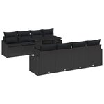 vidaXL Ensemble de canapé de jardin 9 Pièces Noir Poly rotin