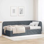 vidaXL Cadre de lit d'angle Gris foncé 100 x 200 cm Velours
