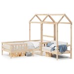 vidaXL Ensemble de lit et de banc avec toit 90x200 cm bois pin massif