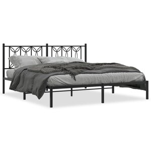 vidaXL Cadre de lit métal sans matelas avec tête de lit noir 183x213cm