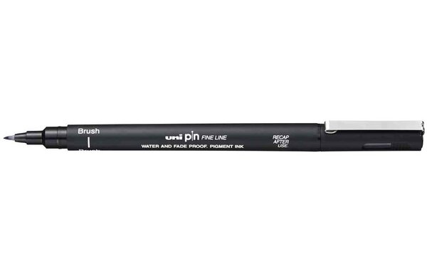 Feutre technique PIN 000200BR N  pointe brush  noir UNI-BALL