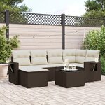 vidaXL Salon de jardin avec coussins 7 Pièces marron résine tressée
