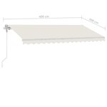 vidaXL Auvent automatique avec capteur de vent et LED 400x300 cm Crème