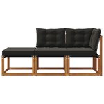 vidaXL Canapés modulaires d'extérieur 3 Pièce Naturel et Noir