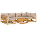vidaXL Salon de jardin 7 Pièces avec coussins taupe bois massif
