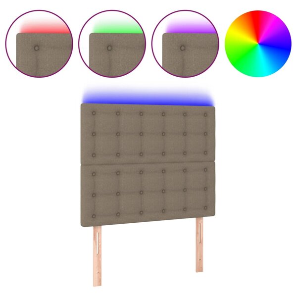 vidaXL Tête de lit à LED Taupe 90x5x118/128 cm Tissu