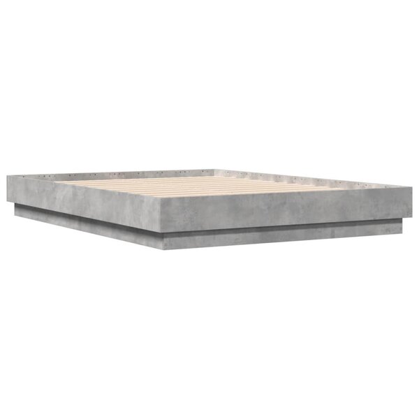 vidaXL Cadre de lit gris béton 140x190 cm bois d'ingénierie