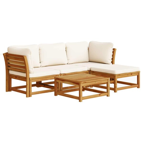 vidaXL Salon de jardin avec coussins 5 Pièces Bois d'acacia solide