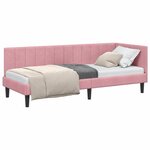 vidaXL Cadre de lit d'angle avec tête de lit Rose 80 cm x 200 cm tissu