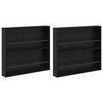 vidaXL Étagère à magazines 2 Pièces Chêne noir 80 x 12 x 70 cm