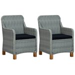 vidaXL Salon de jardin 3 Pièces avec coussins résine tressée gris clair