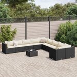vidaXL Salon de jardin 11 Pièces avec coussins noir résine tressée