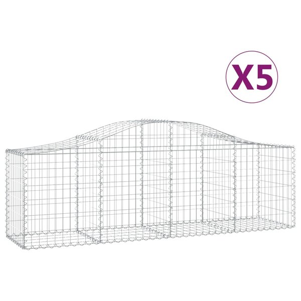 vidaXL Paniers à gabions arqués 5 Pièces 200x50x60/80 cm Fer galvanisé