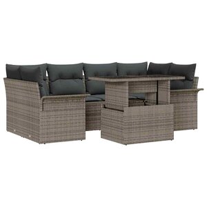 vidaXL Ensemble de canapé de jardin 7 Pièces Gris Poly Rattan