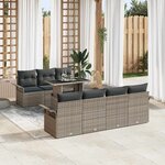 vidaXL Ensemble de canapé de jardin avec coussin 8 Pièces Gris Poly rotin