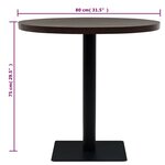 vidaXL Table de bistro MDF et acier Rond 80 x 75 cm Frêne foncé