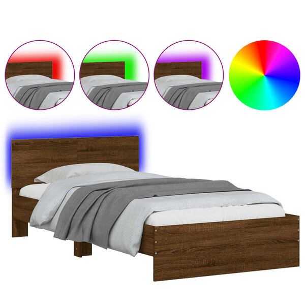 vidaXL Cadre de lit sans matelas avec lumières LED 100x200 cm