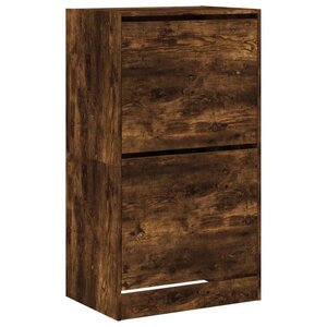 vidaXL Armoire à chaussures 2 tiroirs rabattables chêne fumé