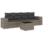 vidaXL Salon de jardin 5 Pièces avec coussins gris résine tressée