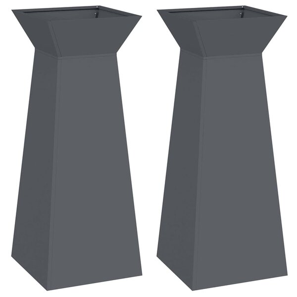 vidaXL Jardinière à pilier 2 Pièces Anthracite 40 x 40 x 100 cm Acier