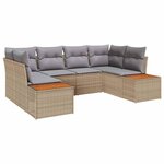 vidaXL Ensemble de canapé de jardin 6 Pièces Beige Poly rotin