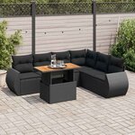 vidaXL Salon de jardin 7 Pièces avec coussins noir résine tressée