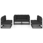 vidaXL Salon de jardin 6 Pièces avec coussins Bois de pin massif