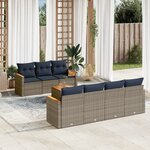 vidaXL Salon de jardin 8 Pièces avec coussins gris résine tressée
