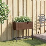 vidaXL Jardinière avec étagère marron résine tressée