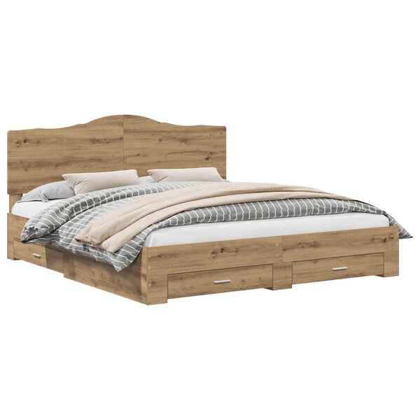 vidaXL Cadre de lit Chêne artisanal 180 x 200 cm Bois d'ingénierie