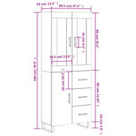 vidaXL Buffet haut Sonoma gris 69 5x34x180 cm Bois d'ingénierie