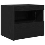 Meubles de chevet vidaXL avec lumières LED 2 Pièces Chêne noir 50x40x45 cm