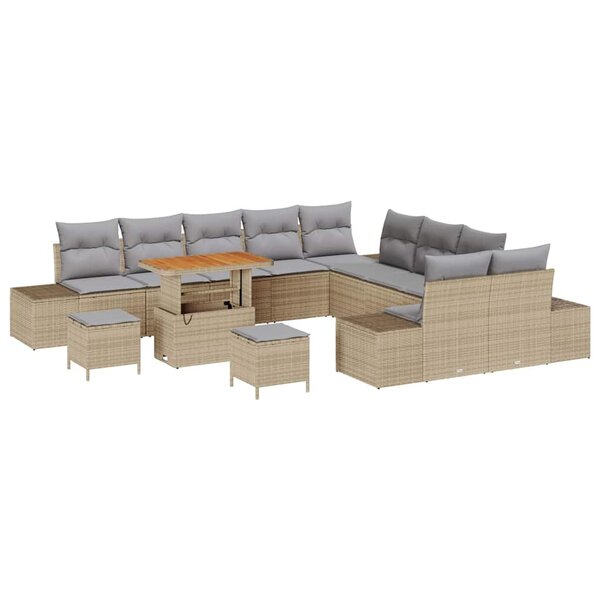 vidaXL Ensemble de canapé de jardin 13 Pièces Beige et Gris clair