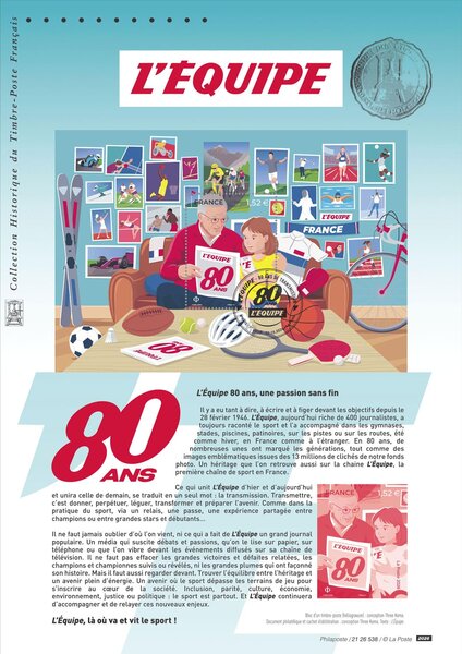 Document philatélique - 80 ans de l'Equipe 