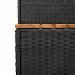 VidaXL Marche bain à remous noir 100x50x50 5cm polyrotin acacia massif