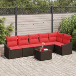 vidaXL Ensemble de Canapés avec coussin 7 Pièces Marron polyrotin