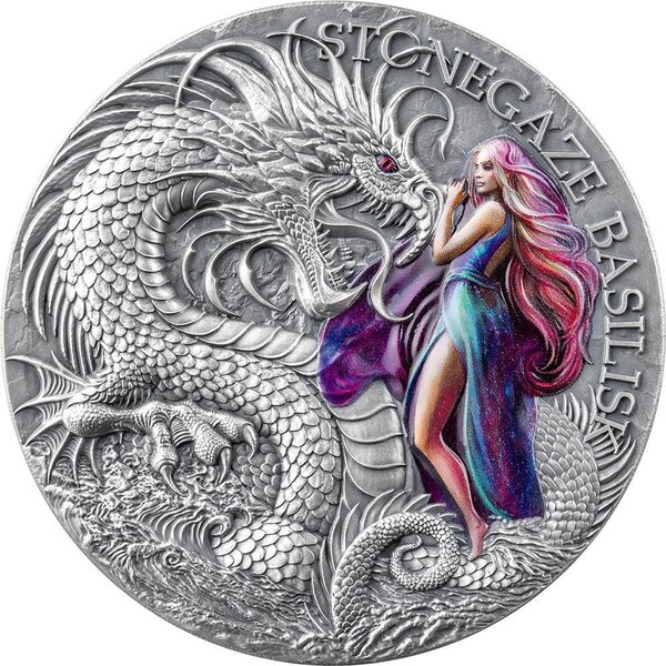 Pièce de monnaie en Argent 2000 Francs g 62.2 (2 oz) Millésime 2025 Dragonology STONEGAZE BASILISK