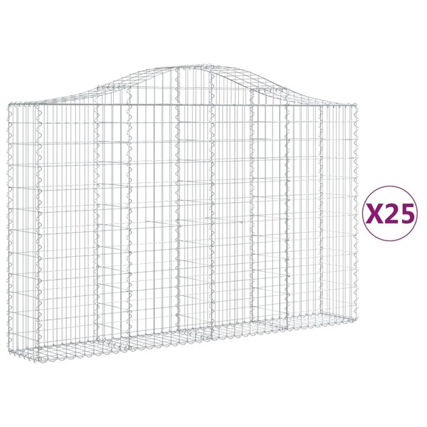 vidaXL Paniers à gabions arqués 25 Pièces 200x30x120/140 cm Fer galvanisé