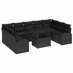 vidaXL Ensemble de Canapés avec coussin 10 Pièces Noir polyrotin