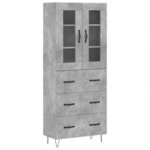 vidaXL Buffet haut Gris béton 69 5x34x180 cm Bois d'ingénierie