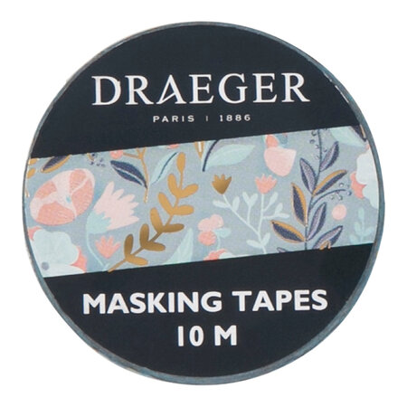 Masking Tape 10 M - Fleurs - Bleu - Draeger paris